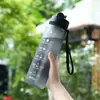 Copo Caneca Degradê Alto Valor de Cor Esportes ao Ar Livre Fitness Copo de Plástico Grande Capacidade Fosco Portátil Copo com Canudo