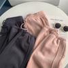 Calça de Moletom Lisa com Punho Painel de Cor Lisa Forrada com Lã Espessa Roupa de Inverno Calça de Algodão Calça Quente Calça Longa Petite