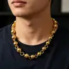 JL045 Joyería europea de oro latón chapado en oro de 24k suministro de WeChat cuentas redondas de 10 mm collar con carácter fu