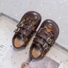 Sapatos de Couro Estilosos para Meninas Meilade Castanhos Estampa Leopardo Retro 2026 Primavera/Outono Novos Solado Macio Velcro Mocassins para Meninos