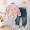 Roupas de Bebê para Primavera e Outono, Suéter Elegante Estilo Princesa Fofo com Bolinhas, Conjunto de Três Peças de Roupa Infantil para Bebê de Um Ano Roupa de Primavera