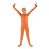 Amazon Fantasia de Mascarada Laranja Barba e Sobrancelhas Amarelas Reveladas Macacão Laranja Festa de Halloween