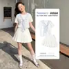 Conjunto de Shawl de Verano con Mangas Cortas para Niñas, Ropa Casual Elegante con Bloques de Color para Niños Mayores, Falda de Encaje Tipo Pastel Conjunto de Dos Piezas de Moda