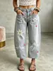 2026 Nuevo Modelo Transfronterizo Amazon Imitación Mezclilla Estampado Pantalones Sueltos 9/10 de Largo Pantalones Curvos Pantalones Casuales para Mujer