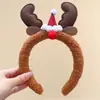 Diadema de Dibujos Animados Navideña para Niños 2025 Nuevo Estilo Diadema de Reno de Felpa para Niñas, Accesorio para el Cabello para Fotos y Lavado de Cara de Niñas Pequeñas