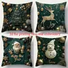 Funda de Cojín Decorativo Papá Noel Muñeco de Nieve Reno Impresa por un Lado para Navidad Invierno Sala de Estar Sofá Dormitorio