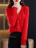 2026 Nuevo Estilo Suelto Talla Grande Cuello en V Manga Larga Suéter Cárdigan de Lana para Mujer Otoño e Invierno Prenda de Punto de Manga Larga
