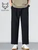 Calças retas 2026, elegantes e de luxo leve, com bom caimento, calças de terno sem amassar, estilo fino de verão, calças sociais masculinas slim fit de nicho