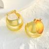 Aretes de Aro Lisos de Temperamento de Lujo Ligero Retro Europeo y Americano Transfronterizo para Mujeres Aretes Calados de Alta Gama Modernos Franceses Chapados en Oro para Mujeres