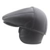 Gorra cálida de invierno con visera de cuero para ancianos, gorra con protección para las orejas de terciopelo, gorra de abuelo, boina de PU impermeable a prueba de frío