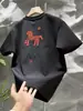 2026 Camiseta Curta Versátil Tendência Nova de Caimento Solto com Gola Redonda, Toque de Luxo, Perfeita para o Ano de Nascimento, Top Básico Masculino