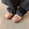 Zapatos Planos de Cuero Suave Estilo Francés para el Trabajo Versátiles Slip-On Puntera Cuadrada Zapatos de Ballet Rosa para la Noche Zapatos Individuales para Mujer