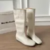 Botas de tubo alto minimalistas francesas 2026 nuevo estilo, botas de equitación de suela plana y punta cuadrada para mujer, botas elásticas ajustadas