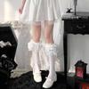 Meias Lolita multicamadas de renda meias 3/4 fita doce japonesa girl girl laço desejo puro estilo universitário