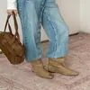 Botines de punta estilo europeo y americano para mujer, nueva colección otoño 2022, con tacón oculto para mayor altura, botines de moda