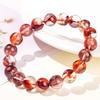 Jingde joyería 7A pegamento natural sangre de toro flor cristal pulsera visión pulsera cristal rojo llama joyería al por mayor