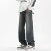 Calça Jeans Masculina Retrô Desgastada Lavada Marca Americana de Moda Primavera e Outono High Street Solta de Perna Larga Longa para Meninos