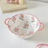 Porco Fofo Comida para Uma Pessoa Menina Fofa Conjunto de Louças Tigela de Arroz para Casal Tigela com Alça Cor Cerâmica Sob Esmalte Doméstico