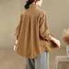 Tiro real 2026 nueva camisa retro de pana temperamento solapa manga larga de un solo pecho top cárdigan casual chaqueta