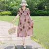Vestido de Algodón y Seda Estilo Nuevo 2026 para Mujeres de Mediana Edad y Mayores, Ropa de Exterior de Moda de Verano, Vestido Floral Talla Grande para Mamás