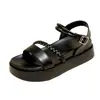 Sandalias de Suela Suave y Suela Gruesa para Mujer, Nuevo Estilo Hada de Verano, Elevadoras y Versátiles, Sandalias Romanas de Plataforma de Una Tira, Talla Pequeña