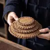 Porta-copos Natural de Palmeira de Coco, Base de Argila Roxa para Bule de Chá, Almofada de Fibra de Coco para Bule, Tapete Isolante Tecido à Mão para Espaço de Chá de Pousada, Tapete Isolante Térmico para Bule de Ferro