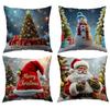 Amazon Temu Funda de Almohada Navideña Transfronteriza Funda de Almohada con Estampado de Árbol de Navidad Muñeco de Nieve Funda de Cojín para Decoración del Hogar