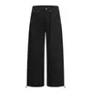 Pantalones holgados de pierna ancha de color liso para hombre, marca de moda con vibra high street, diseño plisado, forro polar, pantalones casuales versátiles