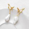 Pendientes huecos de mariposa con incrustaciones de circonita de oro real bañados en cobre de 18 quilates, pendientes de mano DIY, accesorios para pendientes, material