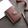 Cartera Transfronteriza de Aleación de Aluminio con Patrón de Fibra de Carbono, Múltiples Ranuras para Tarjetas, Portatarjetas Automático Emergente, Unisex, Portatarjetas de Crédito