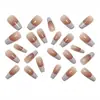 Unhas Postiças Vestíveis Transfronteiriças Atacado Branco Leitoso Luxo Acessível Manicure Francesa Estilo Longo Simples 24 Peças Removíveis