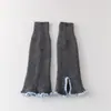 Meias Retro Abertas de Lã Cinza para Mulheres, Meias Quentes e Grossas de Cano Alto para Outono e Inverno, Polainas Versáteis com Costura