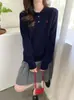 Suéter de Punto para Mujer 100% Lana con Cuello Polo, Estilo Otoño/Invierno, Tejido de Trenzas con Bordado de Pony, Suéter de Manga Larga para Mujer