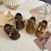 Zapatos Birkenstock para Niñas Primavera y Otoño Nuevos Zapatos Planos Antideslizantes de Suela Suave para Niños Zapatos de Cuero Retro de Moda para Niñas