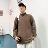 Suéter de Terciopelo Alemán para Hombre Invierno Nuevo Suelto Casual Guapo Ropa Exterior Decorativo con Cinta de Cuatro Barras Cuello Semi-Alto Combinable Protección