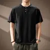 Camiseta de Punto Manga Corta con Cuello Henley Suave y Cómoda Estilo Old Money para Hombre, Nueva Camiseta Casual Amigable con la Piel para Hombre Verano 2026