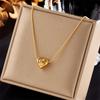 Estilo K de Elegante y de Moda Nicho Brillante Estéreo Corazón Diamante Colgante Asimétrico Cadena de Bolas Collar Compacto Elegante