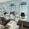Espejo Estación de Barbería Famoso en Internet de Moda, Espejo para Salón de Peluquería, Dedicado para Cortar el Cabello, con Luces LED, Montado en Pared, Unilateral, Diseño Simple