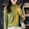 Suéter Estilo Coreano Roupa Feminina Outono e Inverno 2025 Novo Solto Gola Alta Listrado Estilo Retrô Suéter de Lã Top Feminino
