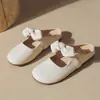 Sapatos femininos slip-on com bico aberto para uso ao ar livre, novidade primavera 2026 estilo francês com laço delicado, mulas slip-on