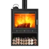Estufa de Aquecimento Lareira a Fogo Real Queimando Madeira Estilo Retrô, Sala de Estar de Villa Moderna Estilo Europeu Pátio Fogão a Lenha Lareira a Fogo Real