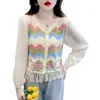 Estilo nacional novo casaco de malha casual com bordado bordado temperamento feminino atacado