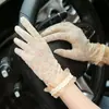 Guantes de Protección Solar de Verano para Mujer, Encaje Delgado, Malla Sexy con Estampado de Leopardo, Elásticos y Elegantes, Protección UV para Conducir en Primavera y Otoño