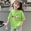 Camiseta de Manga Corta de Algodón Puro para Niñas 2026 Verano Nuevo Estilo Elegante Camiseta con Estampado de Dibujos Animados Top Holgado Casual