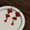 Pendientes largos con borlas de cereza roja, diseño de nicho de moda, ligeros, de lujo, elegantes, de alta calidad, al por mayor