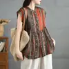 Camisa Casual de Verano Nuevo Estilo Artístico Retro de Nicho para Mujer con Estampado y Parches Inspirados en Diseño sin Mangas de Encaje Estilo Muñeca