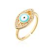 Aogu Anel Aberto Geométrico Olho de Demônio Zircônia Esmaltado Fashion Feminino Cobre Banhado a Ouro Real Fornecimento Transfronteiriço