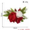 Flores para bolo de Natal, decorações de bolo de casamento com rosa bordô, decorações florais artificiais para bolo, enfeites de flores artificiais