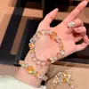Pulsera de Cristal Amarillo Natural Original Hielo Dorado Fluido con Cubos de Forma Aleatoria, Clara y Refrescante, Elegante y Versátil