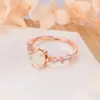 Yunjin Transfronterizo Nuevo Anillo de Luna Oval Blanco Aobao Estilo Retro Europeo y Americano Lujo Ligero Cuatro Garras Estilo Socialité Joyería de Diamante